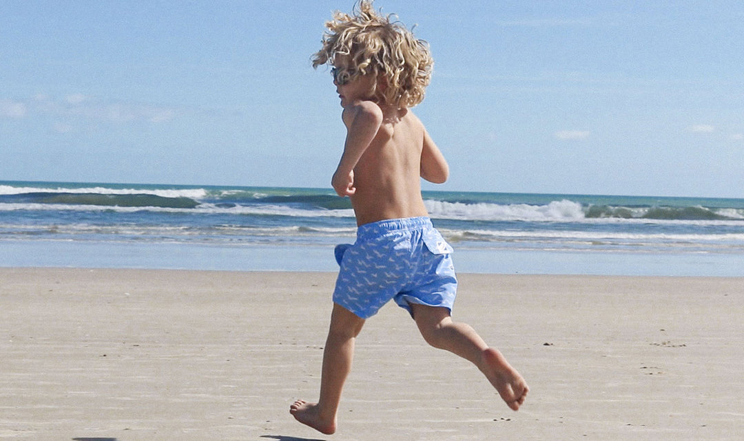 Kids swim trunks with anti-chafing compression liner boxer brief