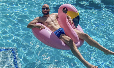 Embrace the fun and flair with men's flamingo swim trunks