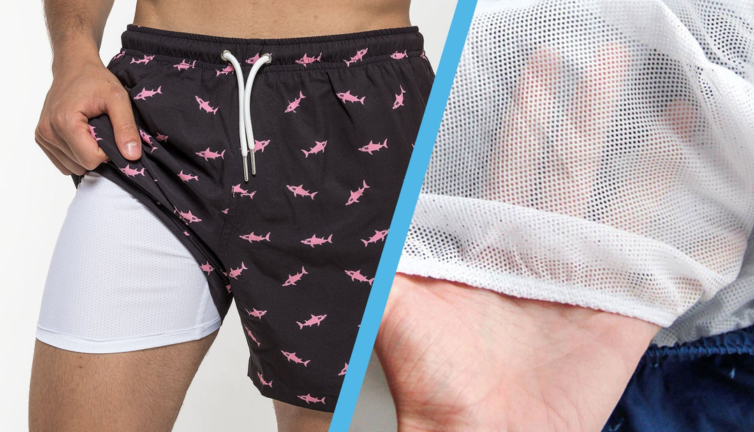 men swim trunks with compression liner