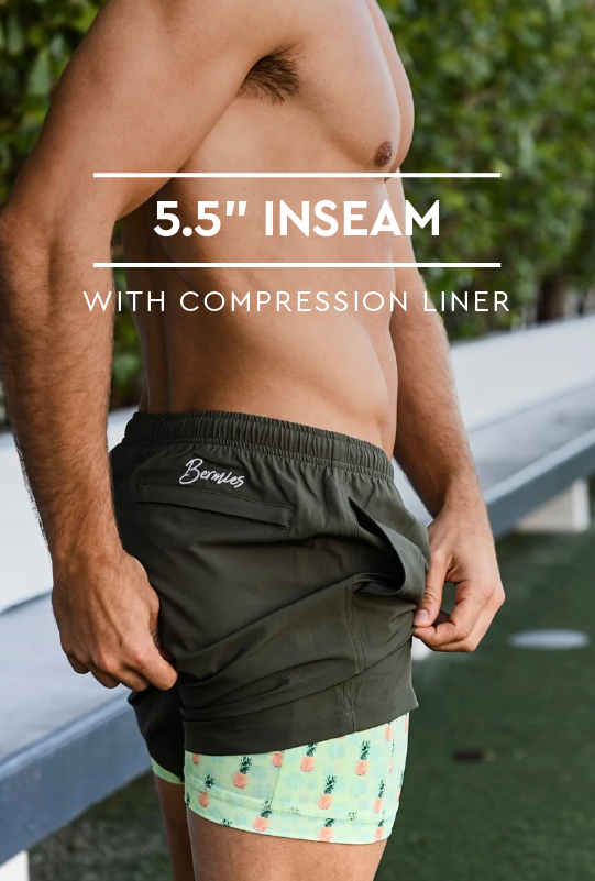 Men's 6 Inseam Swim Trunks with Compression Liner: Charcoal