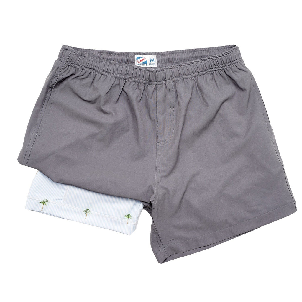 Grey Gym Shorts​ with Compression Liner – Bermies