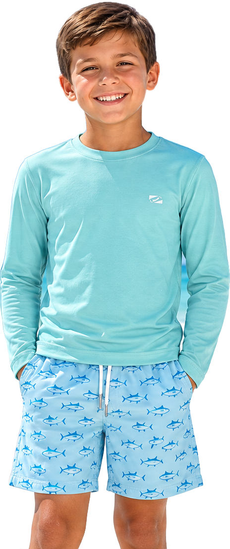 Blue Tuna boys swim trunks