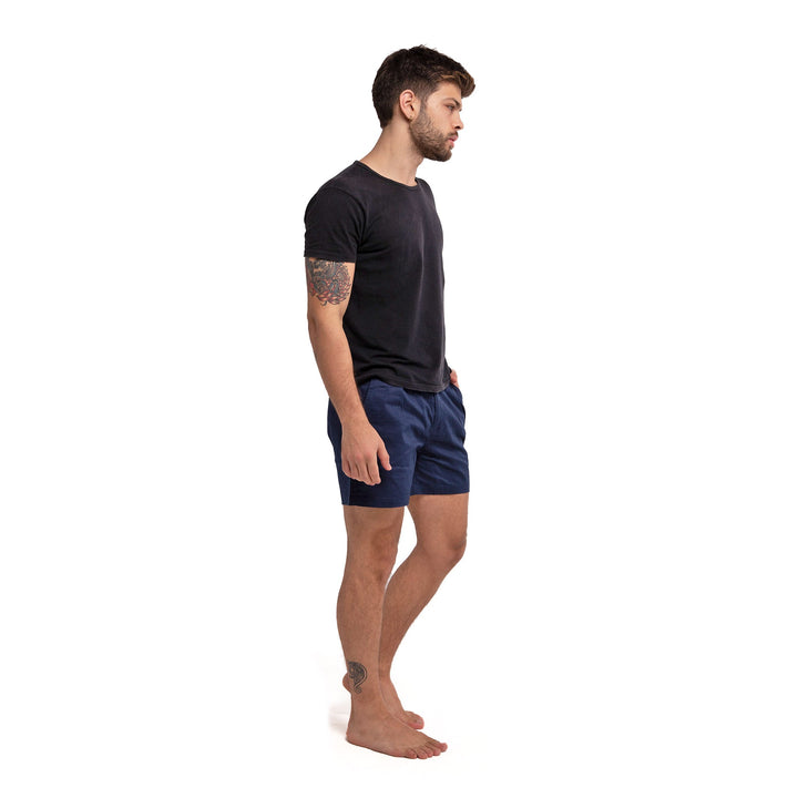 NAVY COTTON STRETCH SHORTS