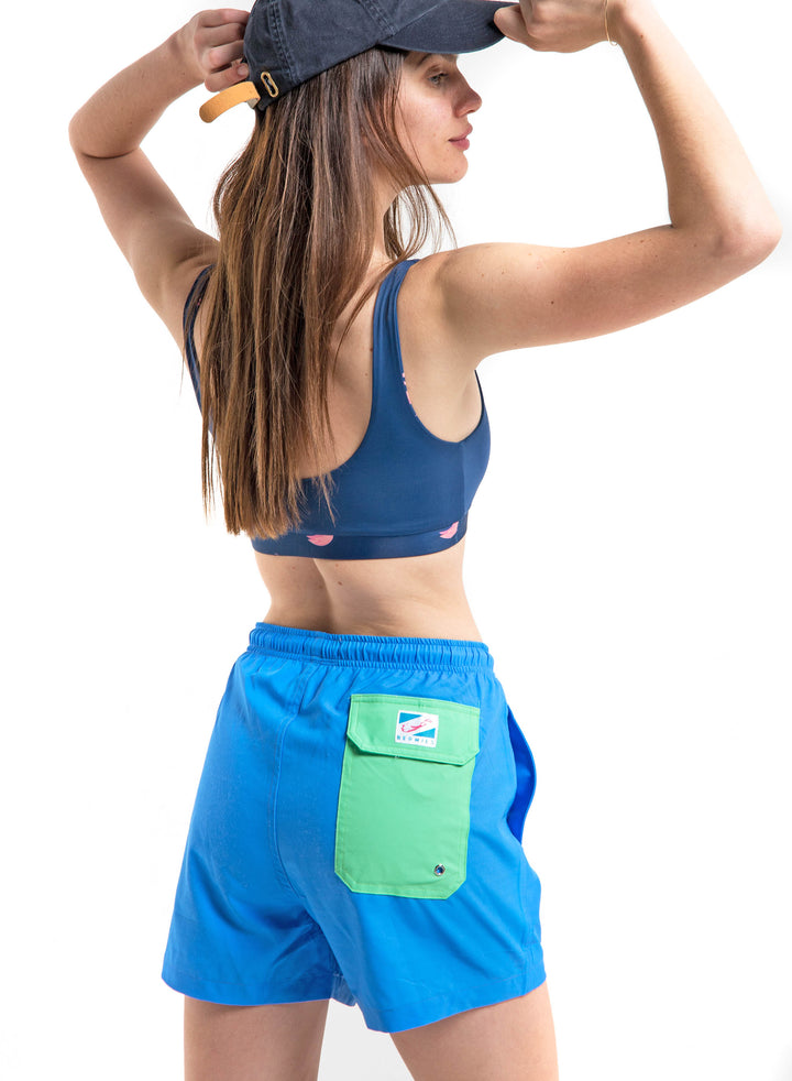 Blue Solid W/ Green Pocket - Women