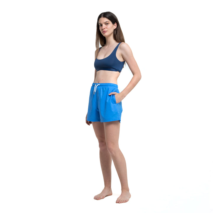 Blue Solid W/ Green Pocket - Women