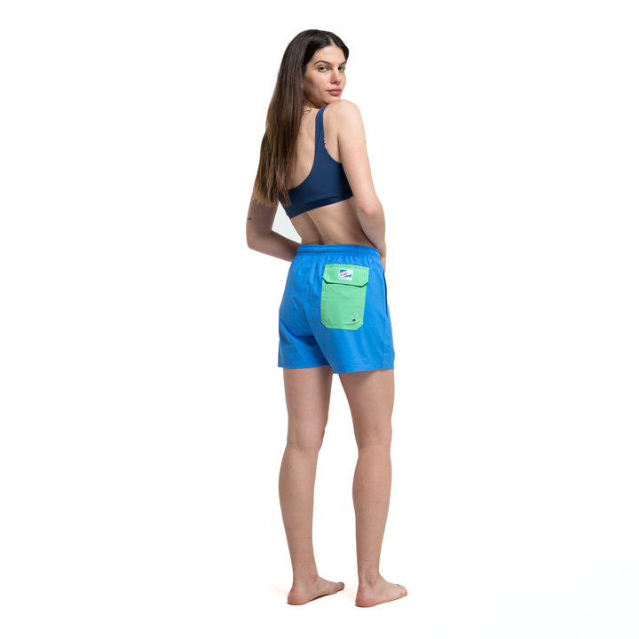 Blue Solid W/ Green Pocket - Women