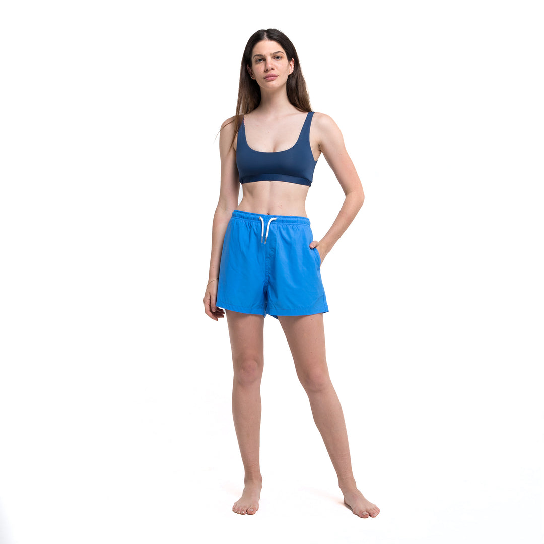Blue Solid W/ Green Pocket - Women