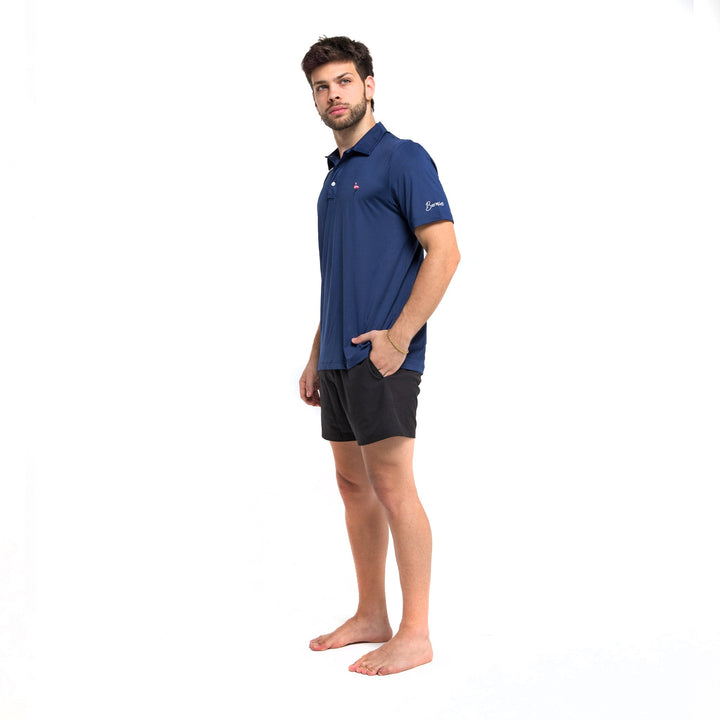 Navy & Flamingo - Golf Polo
