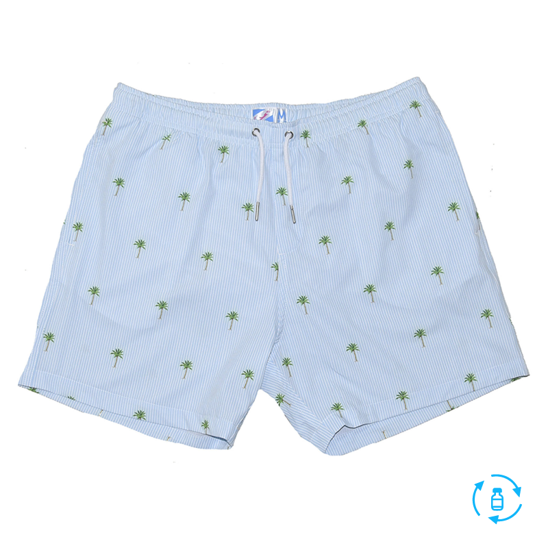 Bermies -  Grey (Palm Stripes liner) Swim Trunks main image 0